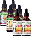 NUSAVA Vitamin B12 Liquid Drops, Strawberry Flavored D3 K2 & Vanilla Flavored D3 K2 Bundle — Daily Wellness Liquid Vitamins for Energy & Immune Support — Non-GMO, Gluten-Free, 2pk Each