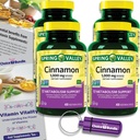 Choice Bundle Spring Valley Cinnamon Dietary Supplement 1000mg 400 ct Vegetarian Capsules 4 pk (1600 Total) + “Vitamin Vitality” Guide & Pill Container (6 Items)!
