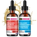 Collagen Mojo Liquid Collagen Peptides with Sea Moss, Burdock Root & Bladderwrack + Liquid Collagen Peptides with Ashwagandha, Elderberry & L-Theanine