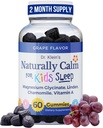 Dr. Klein's Naturally Calm Gummies for Kids - with Magnesium Glycinate, Linden & Vitamin A for Soothing Kids Ages 5+ - Vitamins to Aid Sleep - Chamomile Gummies - Calm Chews - Grape Sugar-Free 60ct