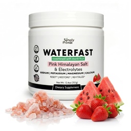 WATERFAST Monk Fruit Keto Electrolyte Powder for Fasting and Hydration- Strawberry Watermelon Flavor | Pink Himalayan Salt (Sodium), Potassium, Magnesium, Calcium | Sugar Free