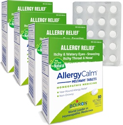 Boiron AllergyCalm Tablets 240 Count, Relief from Allergies and Hay Fever Symptoms of Sneezing, Runny Nose, Itchy Eyes, Throat, Allergy Calm Tabs (Formerly RhinAllergy) (Pack of 4 60ct Boxes)