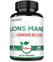 Satoomi Lions Mane with Ginkgo Biloba Supplement - 60 Capsules - Extra Strength for Restful Mind, Brain Health, Immune System & Focus - Gluten-Free, Non-GMO