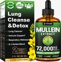 vivcmin Mullein Drops for Lungs with Licorice & Astragalus, Respiratory & Immune Support, Lung Detox for Smokers Tincture, Mullein Leaf Extract for Lung Cleanse, Sugar & Alcohol-Free, 2 fl oz