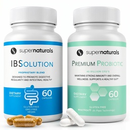 IBSolution Gut Health Bundle - All Natural Gut Health Support & Premium Probiotics w/ 40 Billion CFU for Support of Irregular Bowels, Bloating, Constipation, Gas, Abdominal Pain - 2 Pack (120 Caps)