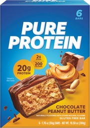 Pure Protein Bars, High Protein, Nutritious Snacks to Support Energy, Low Sugar, Gluten Free, Chocolate Peanut Butter, 1.76 Oz (Pack of 6)