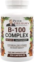 Balanced Vitamin B Complex 100mg 250 Capsules, Energy and Metabolism Support. Contains All B Vitamins Peter Gillham's Life Essentials,