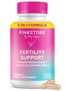 Pink Stork Fertility Supplements for Women | 2-in-1 Conception Support with Inositol, Folate + CoQ10 | Cycle Regularity, Hormone Balance + Reproductive Wellness | 60 Capsules
