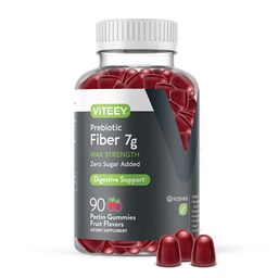 Viteey Prebiotic Fiber Gummies for Adults, 7g - Gut Health & Digestive Soluble Fiber Supplement Gummies - Zero Sugar Added, Vegan, Gluten-Free - 90 Count
