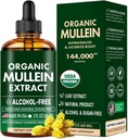 Mullein Drops for Lungs, Mullein Leaf & Licorice Extract Support Lung Cleanse & Healthy Breathing, Organic Mullein Leaf Tincture Herbal Supplement, No Additives Mullein Extract Drops 2 fl Oz 60Ml