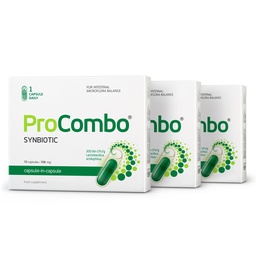 ProCombo - The Smart synbiotic with targeted delivery of The Good Bacteria. Double Capsule and Liquid Formula for Fast Results. 1 Capsule per Day(Pack of 3)