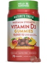 Nature's Truth Vitamin D3 Gummies | 10000 IU | 70 Count | Peach Mango Flavor | Vegetarian, Non-GMO & Gluten Free Supplement