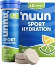 Nuun Sport Electrolyte Tablets with Magnesium, Calcium, Potassium, Chloride & Sodium, Gluten Free & Vegan, Lemon Lime, 4 Pack (40 Servings Total)