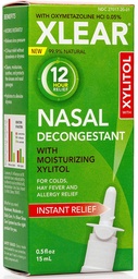 Xlear 12-Hour Natural Saline Nasal Decongestant Spray with Xylitol and Oxymetazoline, Instant Sinus Pressure and Congestion Relief for Kids and Adults 0.5 fl oz (Pack of 3)