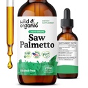 Wild & Organic Saw Palmetto for Men & Women - Urinary & Hair Support - Liquid Saw Palmetto Extract - Add to Tea Drops - Serenoa Repens Supplement - Vegan, Sugar & Alcohol-Free Tincture - 2 fl oz