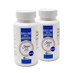 Carson Life Choline 500 mg Capsules (2 Pack) - Choline Dietary Supplement - Supports Cognitive, Liver & Nervous System Function - Unflavored