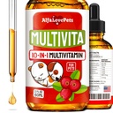 Liquid Multivitamin for Dogs – Cat Multivitamins for Indoor Cats – 10-in-1 Liquid Dog Vitamins B Complex, C, D3 – Digestion, Urination, Hip & Joint, Skin & Coat – Cranberry Flavor – 2 Oz