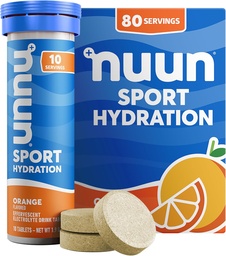 Nuun Sport Electrolyte Tablets with Magnesium, Calcium, Potassium, Chloride & Sodium, Gluten Free & Vegan, Orange, 8 Pack (80 Servings Total)