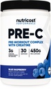 Nutricost Pre-C Pre-Workout Complex with Creatine (Blue Rasberry | 30 Servings) Powder - Boost Fintess Routines, 450g