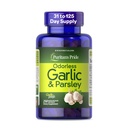 Puritan's Pride Preimum Odorless Garlic 5 mg & Parsley, Traditional Dietary Supplement for Heart Health, Circulation, and Blood Flow Support, 250 Rapid Release Softgels
