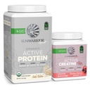Sunwarrior Vegan Protein Powder USDA Organic | 20 Servings, Cake Batter Flavored & Creatine Monohydrate Powder for Her | Micronized 50 Servings, Raspberry Lemonade Flavored