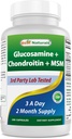 Best Naturals Glucosamine Chondroitin and MSM (Non-GMO) - Promotes Joint Health - 180 Count
