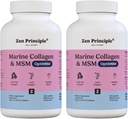 Zen Principle Marine Collagen Peptides Powder with OptiMSM® Supplement. Clinically Tested for Skin Support. Wild-Caught Fish, Non-GMO. 420 Capsules.