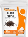 BulkSupplements.com Black Pepper Extract Powder - Black Pepper Supplements, Piperine Supplements - Vegan & Gluten Free, 20mg per Serving, 1kg (2.2 lbs) (Pack of 1)