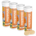 Drinklits Orange Daily Electrolyte Hydration Tablets (4) Tube Bundle | 0g Sugar – Natural Sports Drink – Great Taste | 4 Pack (40 Servings)