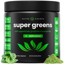 NutraChamps Super Greens Powder Premium Superfood | 20+ Organic Green Veggie Whole Foods | Wheat Grass, Spirulina, Chlorella | Antioxidant, Digestive Enzyme & Probiotic Blends (9.0 Oz, Unflavored)
