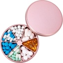 Metal Pill Organizer 7 Compartments Pill Dispenser - Heavy Duty Pill Box Waterproof Pill Container Large Daily Pill Case Medicine Holder for Medication Vitamins Fish Oils Supplements, 0.39lb (Pink)