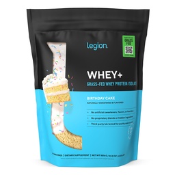 LEGION Whey+ Protein Whey Isolate from Grass Fed Cows (Birthday Cake, 60 Servings) - Whey Protein Isolate Powder Low Calorie, Non-GMO, Sugar Free, Lactose and Gluten Free, All Natural Protein Powder