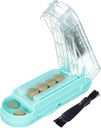 Pill Cutter for Multiple Pills at a Time, Pill Cutter Splitter for Small and Tiny Pills, Pill Cutter for Small or Large Pills, Pill Splitter with Hidden Sharp Stainless Steel Blade (Blue+Clear)
