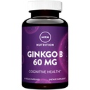 MRM Nutrition Ginkgo B - For Women & Men - 60 mg Vegetarian Capsules, Ginkgo Biloba Leaf Extract for Circulation Strength & Brain Support, Herbal, Vegan, Non‑GMO Supplement for Adults - 60 Servings