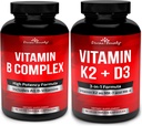 Divine Bounty Super B Complex Vitamins & Vitamin K2 with D3 Bundle
