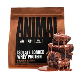 Animal Whey Isolate Protein Powder - Loaded for Pre & Post Workout Muscle Builder and Recovery with Digestive Enzymes for Men & Women - 25g Protein, Great Taste, Low Sugar - Brownie Batter 2 lbs
