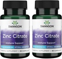 Swanson Zinc Citrate - Mineral Supplement Promoting Healthy Vision & Immune System Health - Natural Formula Supporting Overall Wellness - (60 Capsules, 50mg Each) (2 Pack)