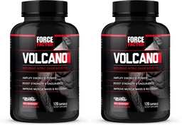Force Factor Volcano Pre Workout Nitric Oxide Booster Supplement for Men with Creatine & L-Citrulline to Boost and Energy, Help Build Muscle, Better Pump and Workout, 120 Capsules (Pack of 2)