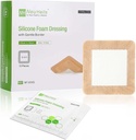 NeuHeils Silicone Adhesive Foam Dressing with Gentle Border 4''x4'' for Bed Sore Leg Ulcer 10 Pack, High Absorbency Waterproof Silicone Wound Bandage