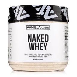 NAKED Vanilla Whey Protein 1Lb, Only 3 Ingredients, All Natural Grass Fed Whey Protein Powder + Vanilla + Coconut Sugar - NSF Certified, GMO-Free, Soy Free, Gluten Free. Aid Muscle Growth, 12 Servings