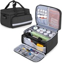 CURMIO Pill Bottle Organizer Storage, Medication Lock Box for Pill Organizer and Medical Supplies, Black (Patented Design)