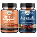Bundle of Herbal Thyroid Support Complex - Potent Kelp Iodine Supplement for Hormone Balance and Balancing Berberine Plus 1200mg Per Serving Complex - Antioxidant Berberine with Ceylon Cinnamon