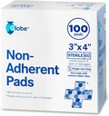 Globe Advanced Sterile Non-Adherent Pads| 100-Pack, 3” x 4”| Non-Adhesive Wound Dressing| Highly Absorbent & Non-Stick, Painless Removal-Switch| Individually Wrapped for Extra Protection (3 x 4)