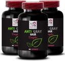 Anti gray hair supplement - ANTI GRAY HAIR COMPLEX - Gray hair support, Luminous hair color, Hair shade control, Fresh color, Color protection, Youthful vibrance, Hair transformation 3 Bot 180Caps
