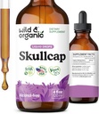 Wild & Organic Skullcap Herb Tincture - Skullcap Supplement for Mood Support - Relaxing Liquid Extract Drops - Vegan, Sugar & Alcohol-Free - 4 fl oz