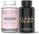 Re+Gen Nutrition Clean for Men Fiber Supplement & Women's Hormone Balance Support, Vitamin E, Dong Quai, Natural Supplements for Bloating, Constipation and Gut Health, Stool Softeners, Helps Cleanse B