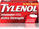 Tylenol Extra Strength Caplets with 500 mg Acetaminophen, Pain Reliever & Fever Reducer, For Headache, Backache & Menstrual Pain Relief, 225 ct