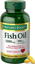 Nature's Bounty Fish Oil 1200 Mg, Omega-3, 200 Softgels (Pack of 1)