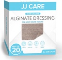 JJ CARE Silver Calcium Alginate Wound Dressing (Pack of 20) 4x5, Silver Alginate Wound Dressing Individually Packed, Highly Absorbent Non-Adherent Bandages for Wound Care