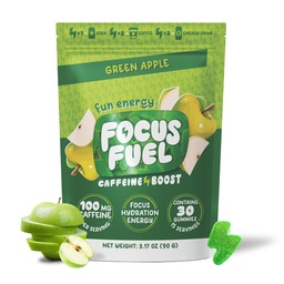 FocusFuel Energy Chews – Green Apple Flavor (15 Servings) – 100mg Caffeine + B12, Magnesium, Alpha GPC – Boost Focus & Energy – No Crash or Jitters